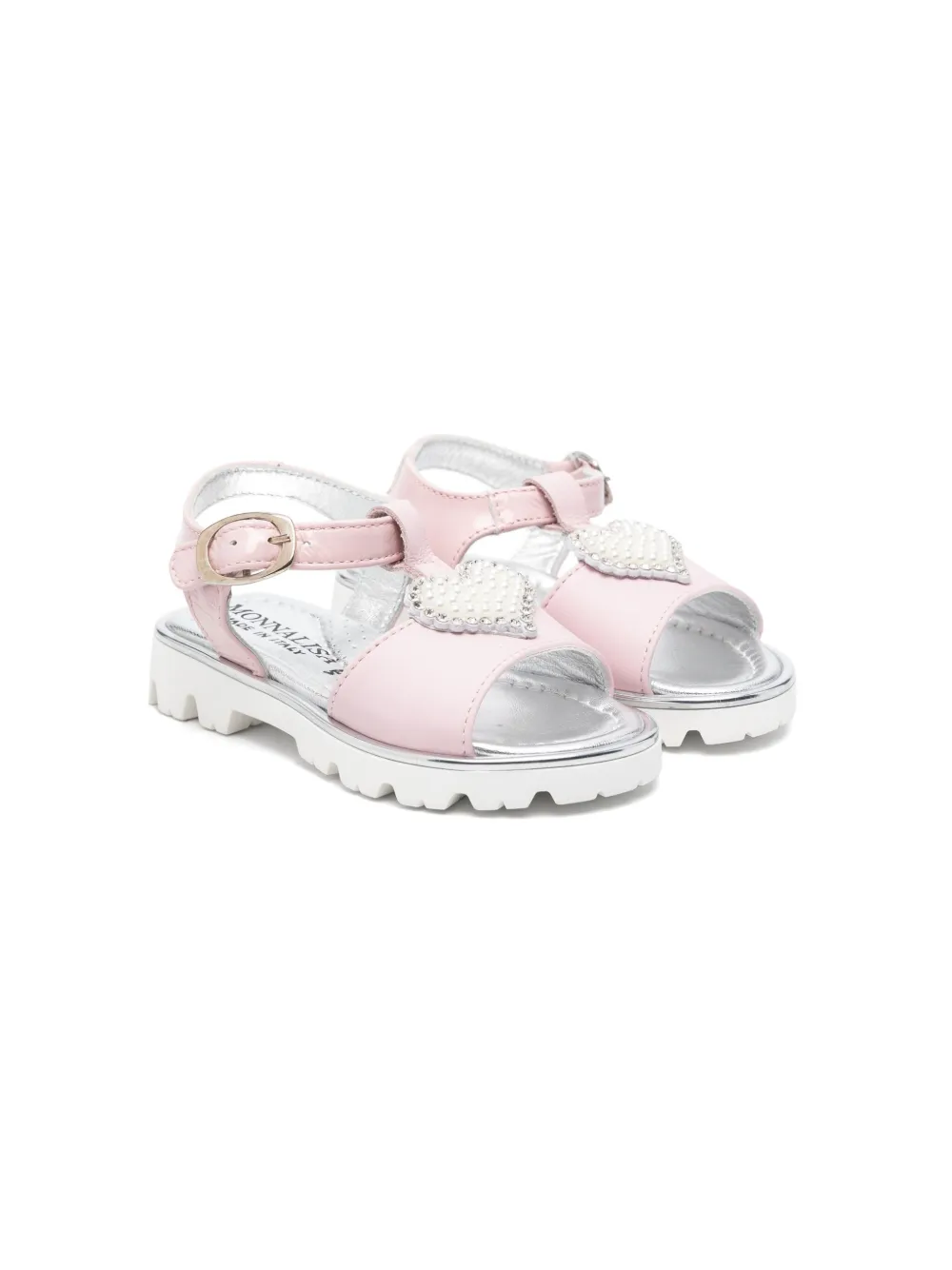 Monnalisa heart-appliqué sandals Pink