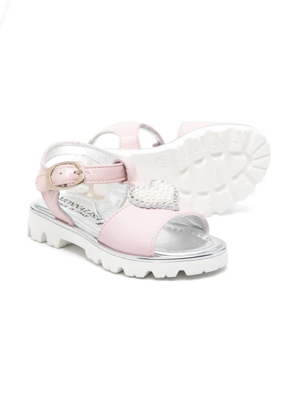 Monnalisa heart-appliqué sandals Pink