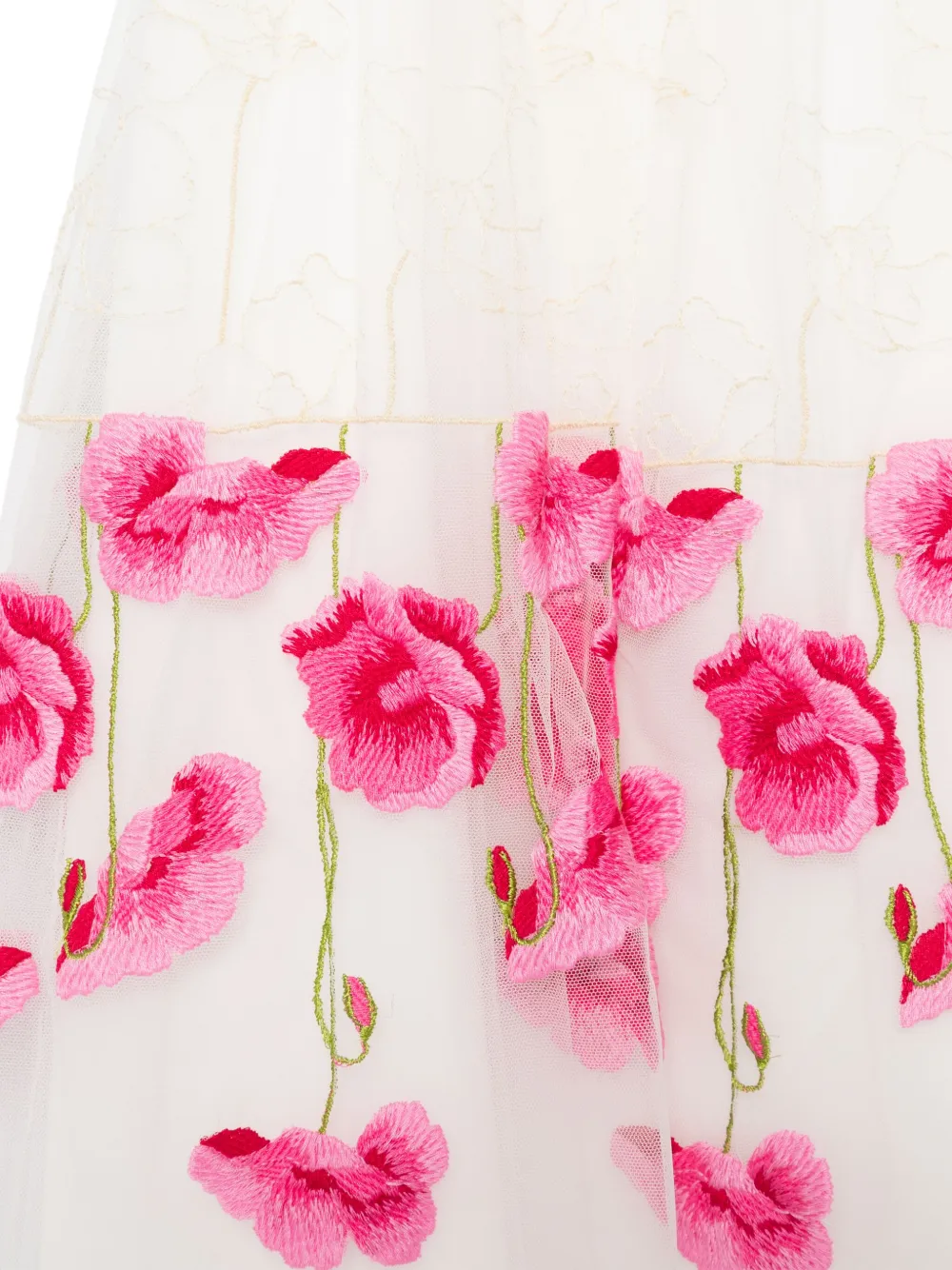 Monnalisa Jurk met geborduurde bloemen Wit