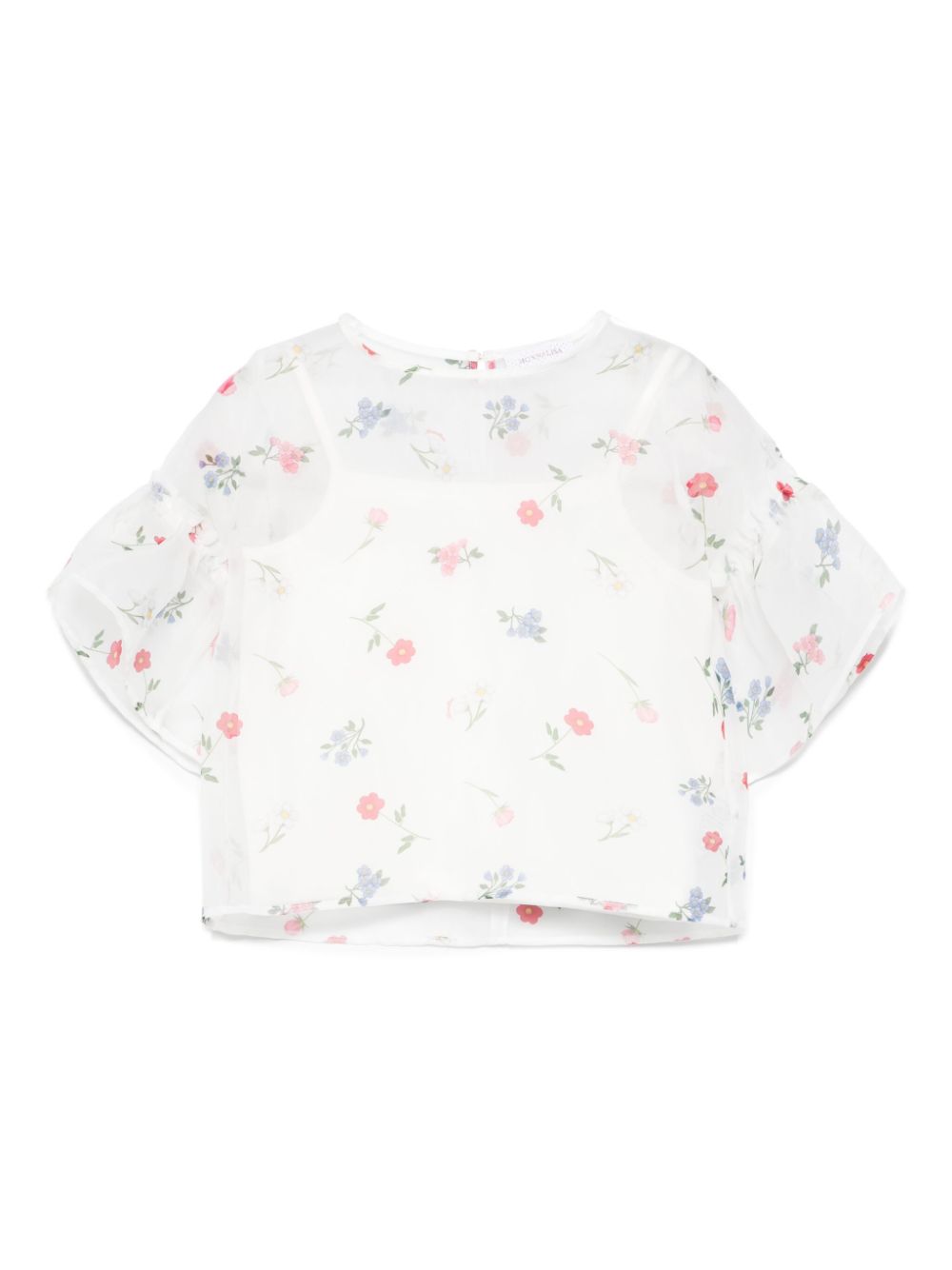 Monnalisa Shirt met bloe print Wit