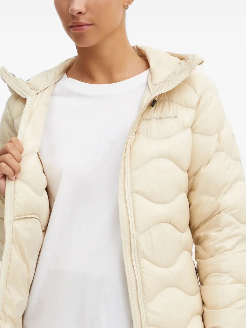 Peak Performance quilted hooded jacket Beige