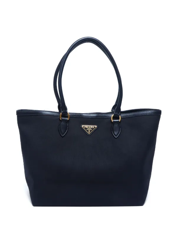 Prada Pre Owned triangle logo Tote Bag Black FARFETCH CA
