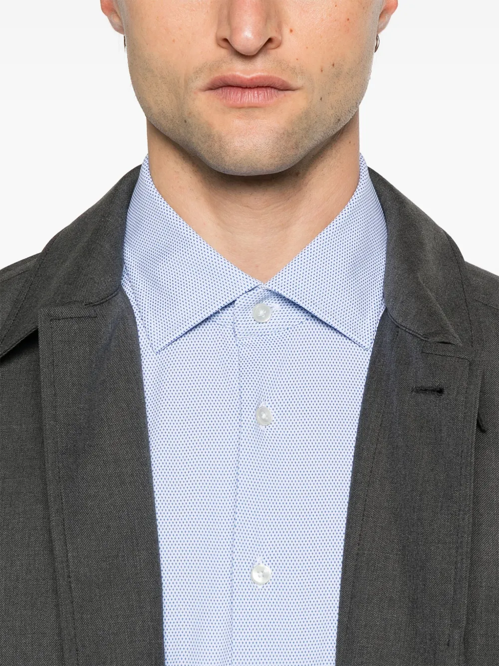 Xacus Overhemd met diamantvormig patroon Blauw