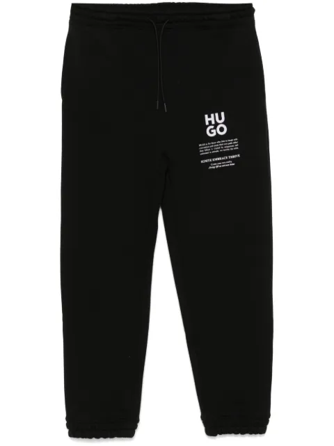HUGO logo and slogans print track pants