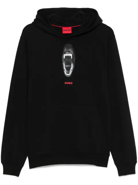 HUGO animal graphics-print cotton hoodie