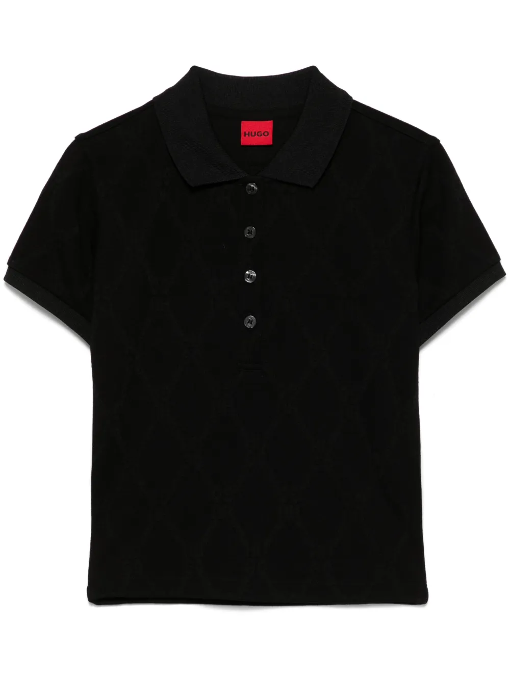 HUGO playera tipo polo con logo en jacquard | negro | Image 1