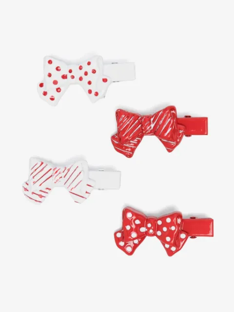 Monnalisa bow-motif hair clips (set of four)