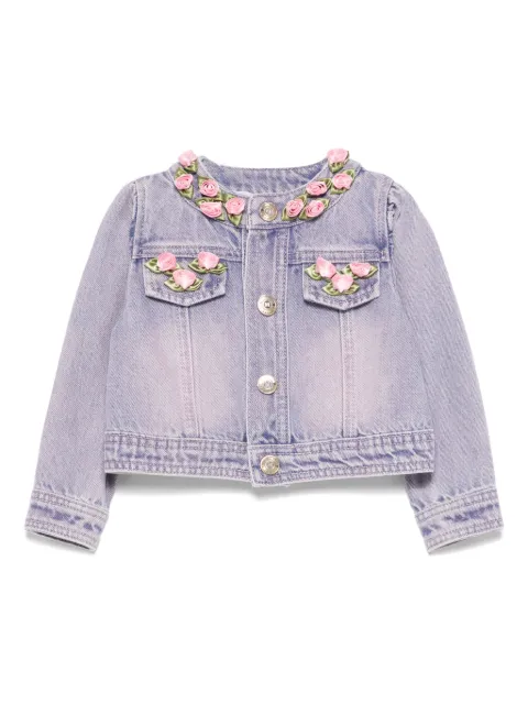 Monnalisa floral-appliqué denim jacket