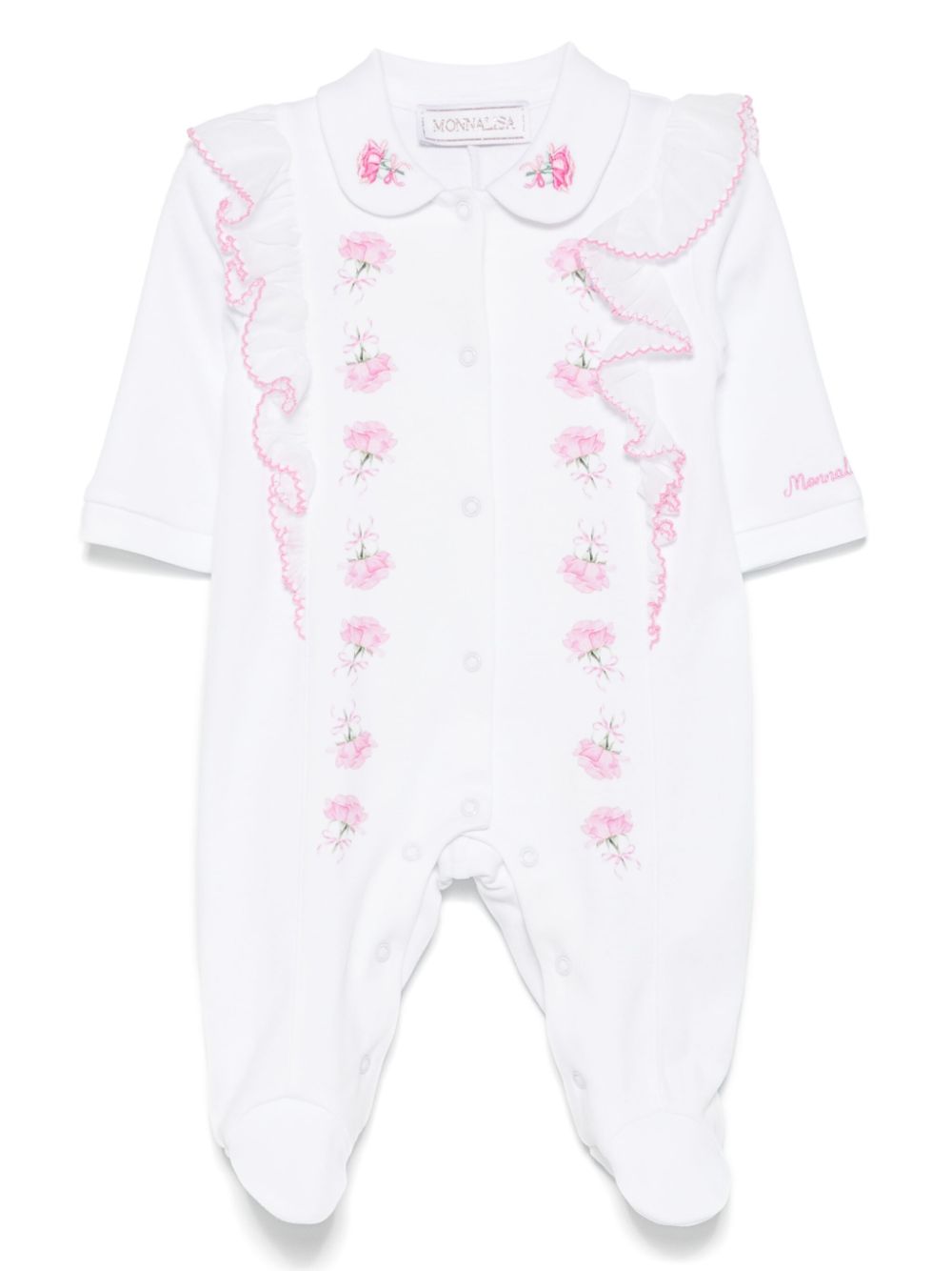 Monnalisa Pyjama met roosprint Wit