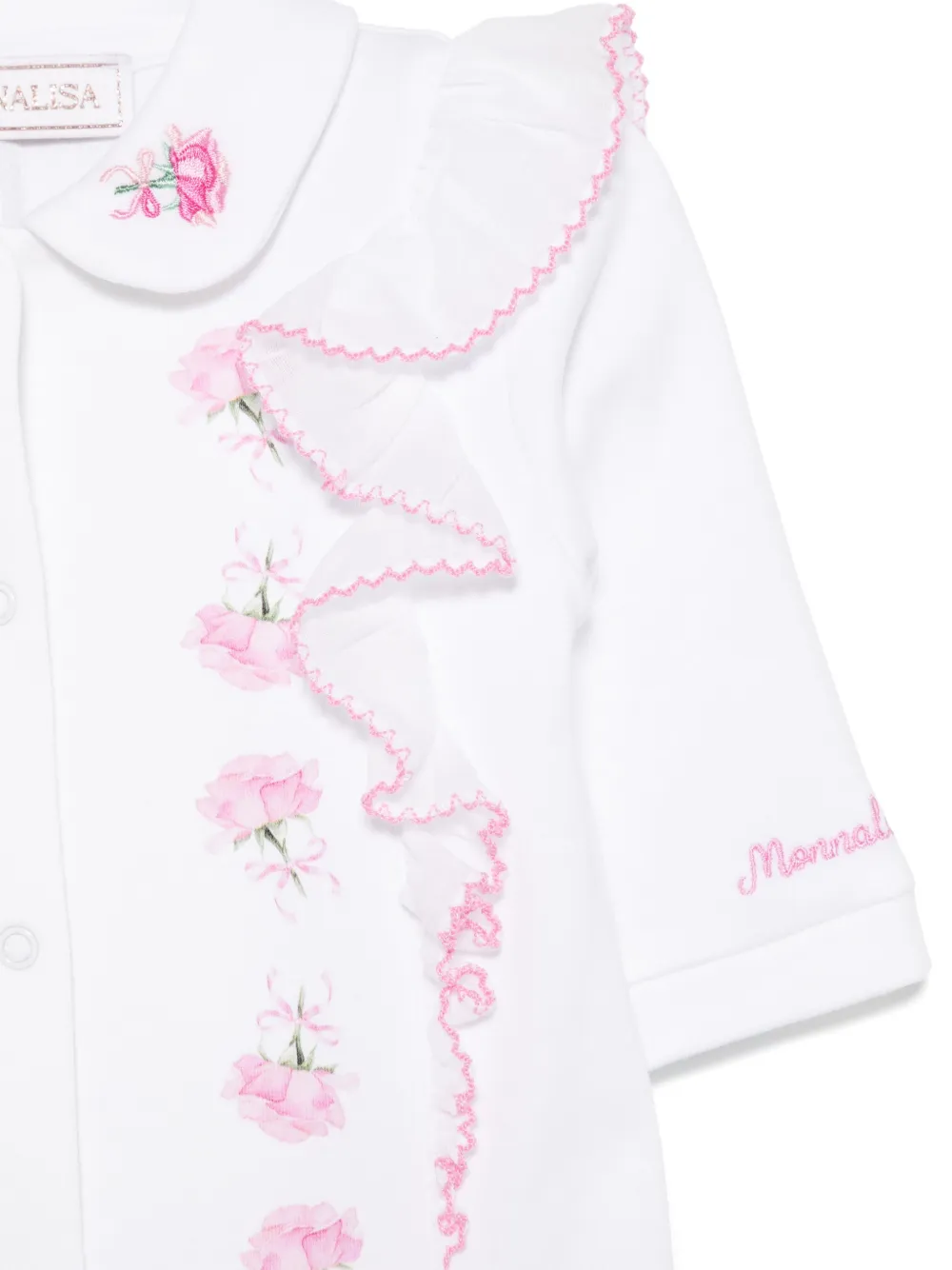Monnalisa Pyjama met roosprint Wit