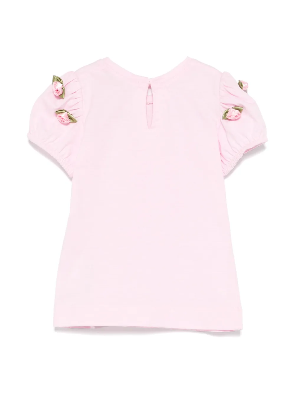 Monnalisa T-shirt met bloemenpatch - Roze