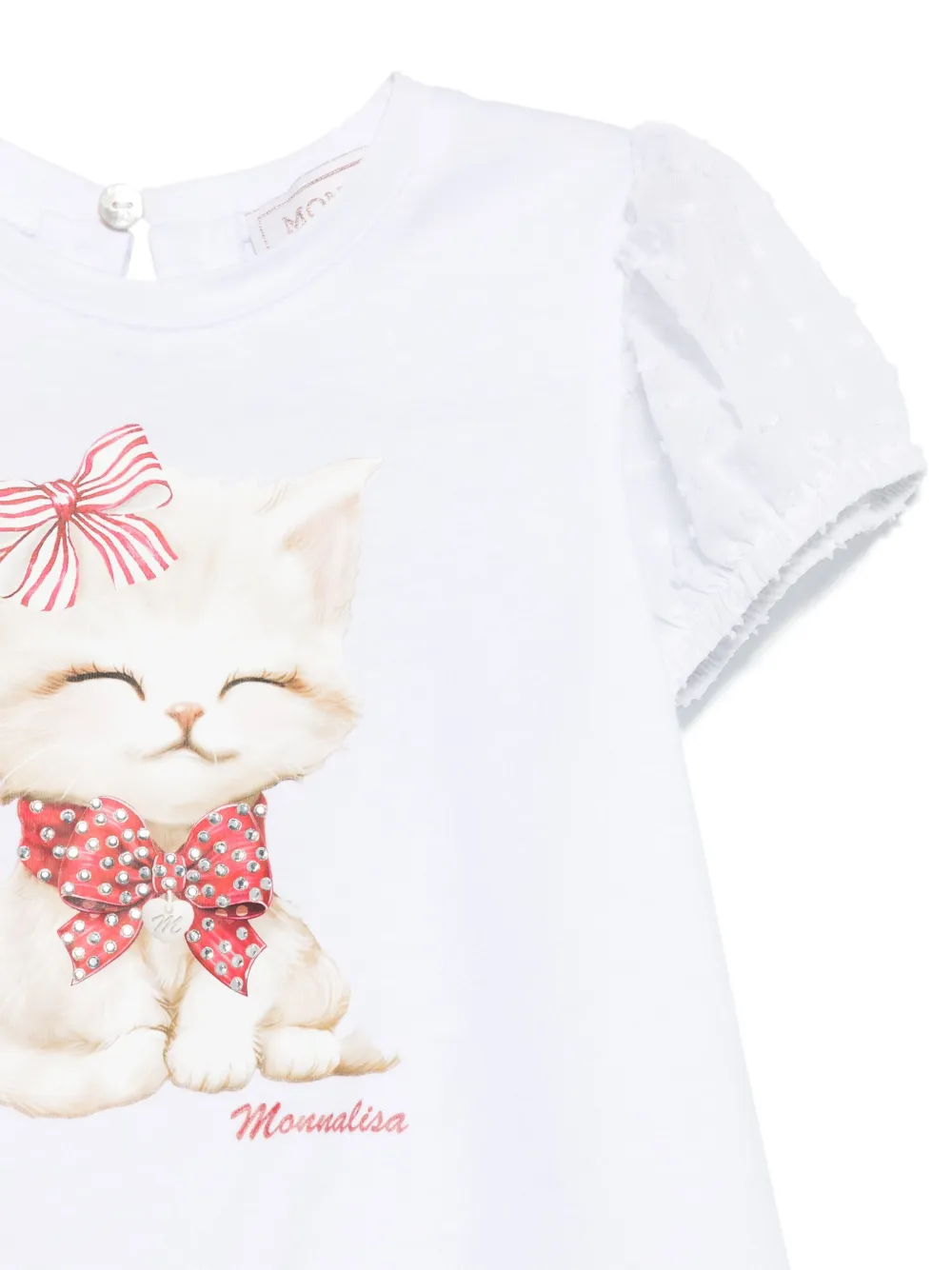 Monnalisa T-shirt met kattenprint Wit