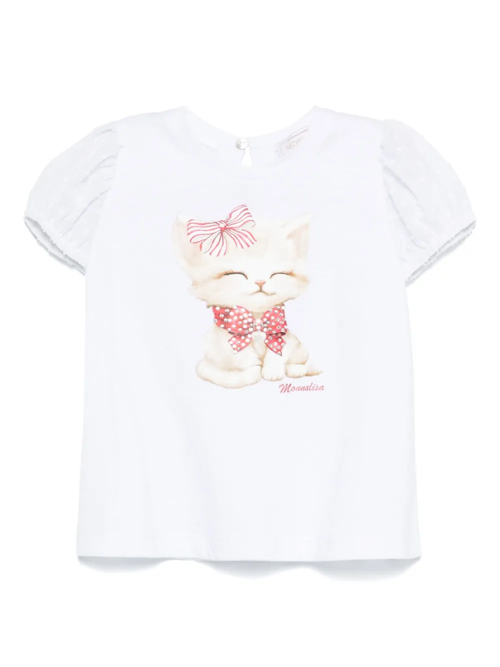 Monnalisa T-shirt met kattenprint Wit