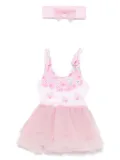 Monnalisa rose-print swimsuit set - Pink