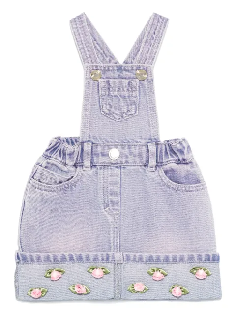 Monnalisa floral-appliqué dungaree dresse
