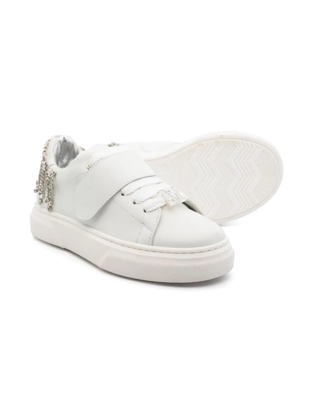 Monnalisa Sneakers met kristallen franje Wit