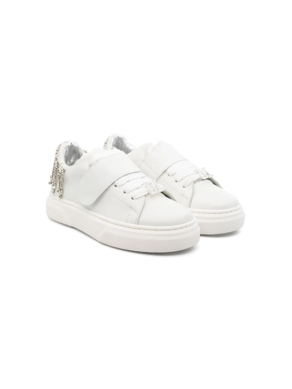 Monnalisa Sneakers met kristallen franje Wit