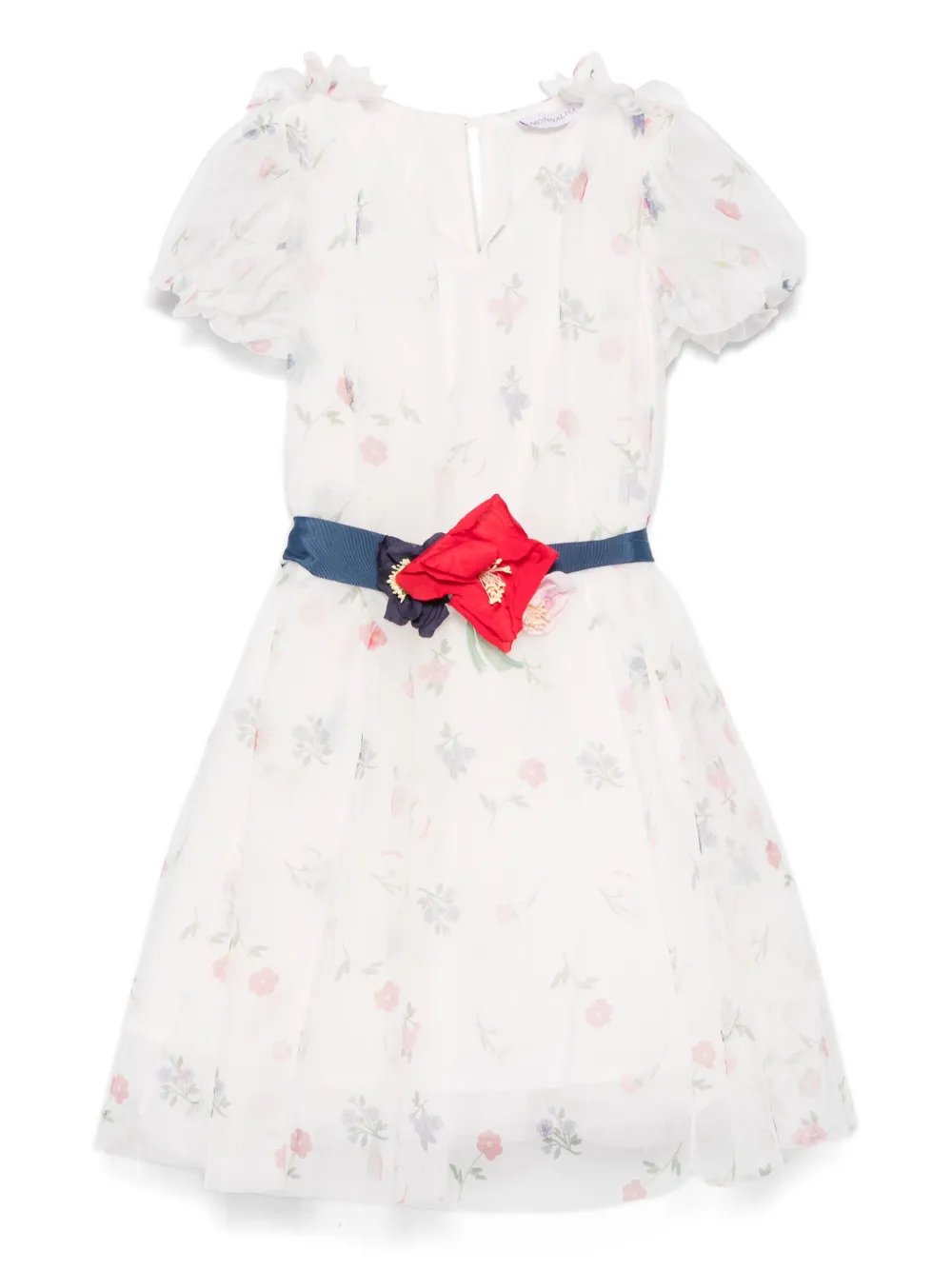Monnalisa Jurk met bloe print Wit