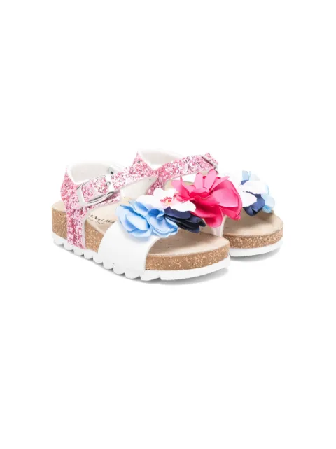 Monnalisa sandalias con apliques de flor