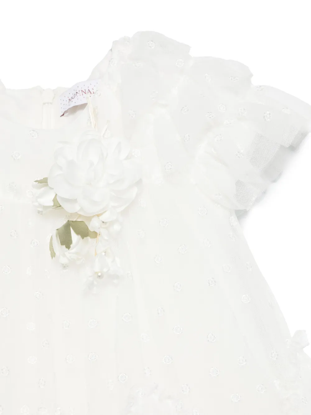 Monnalisa Jurk met geborduurde bloemen Wit