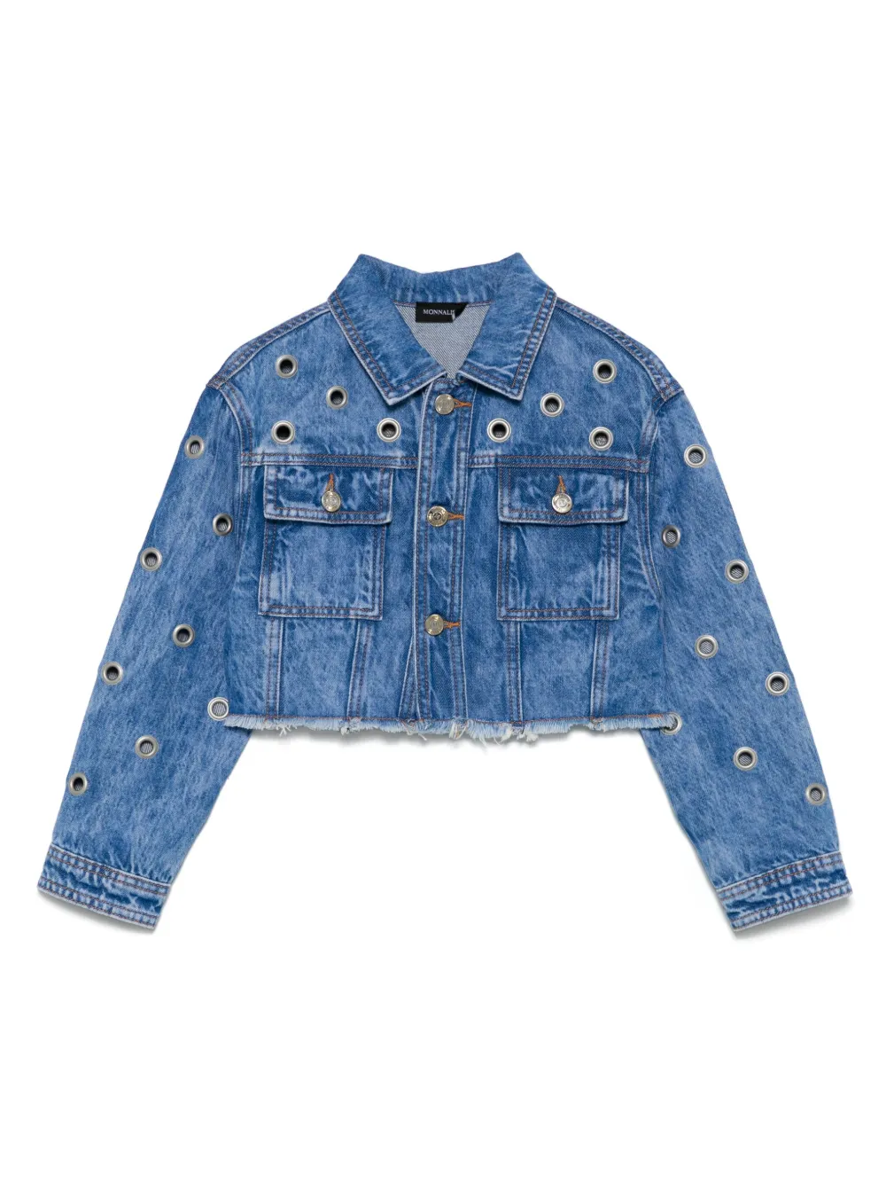 Monnalisa Spijkerjack verfraaid met ringlets Blauw