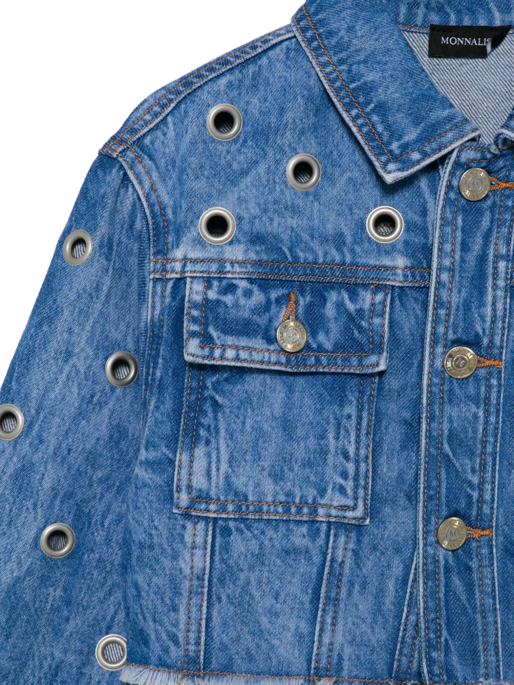 Monnalisa Spijkerjack verfraaid met ringlets Blauw