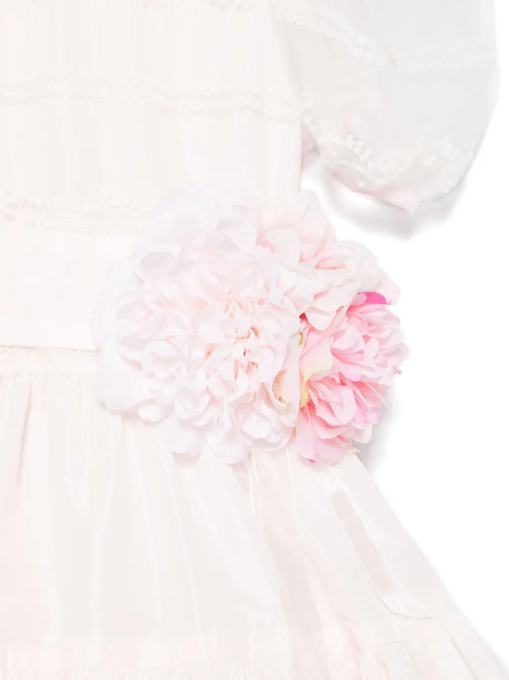 Monnalisa Jurk met geborduurde bloemen Roze