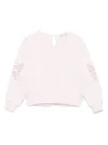 Monnalisa butterfly-embroidered sweatshir - Pink