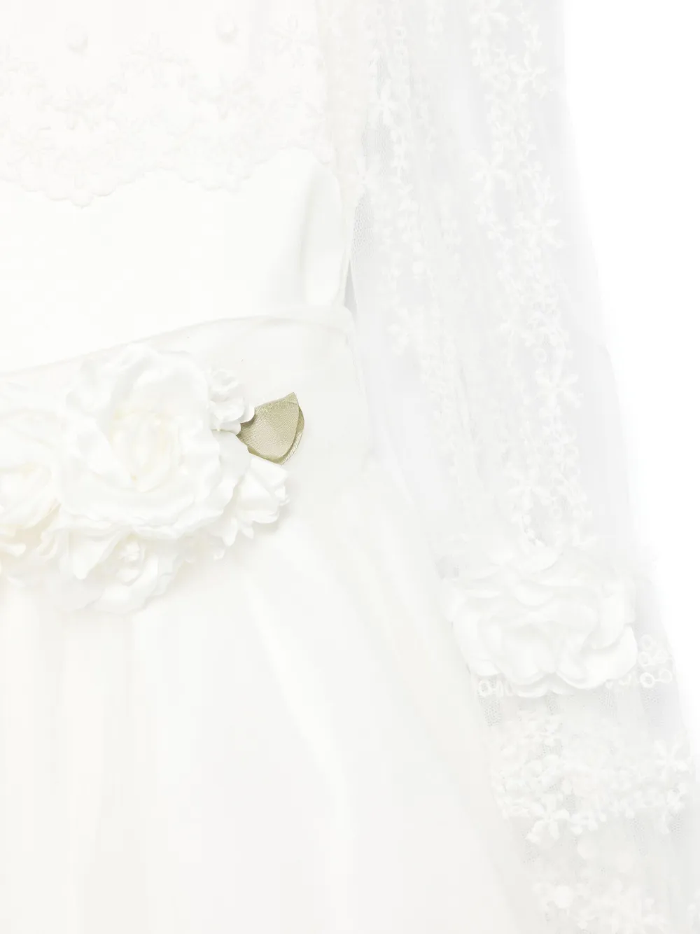 Monnalisa Jurk met geborduurde bloemen Wit