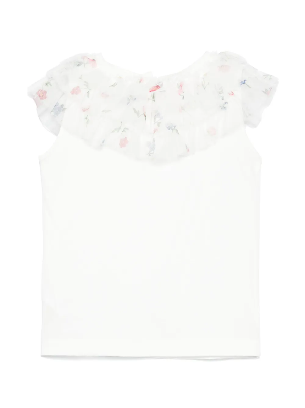 Monnalisa Top met tulen vlakken - Wit