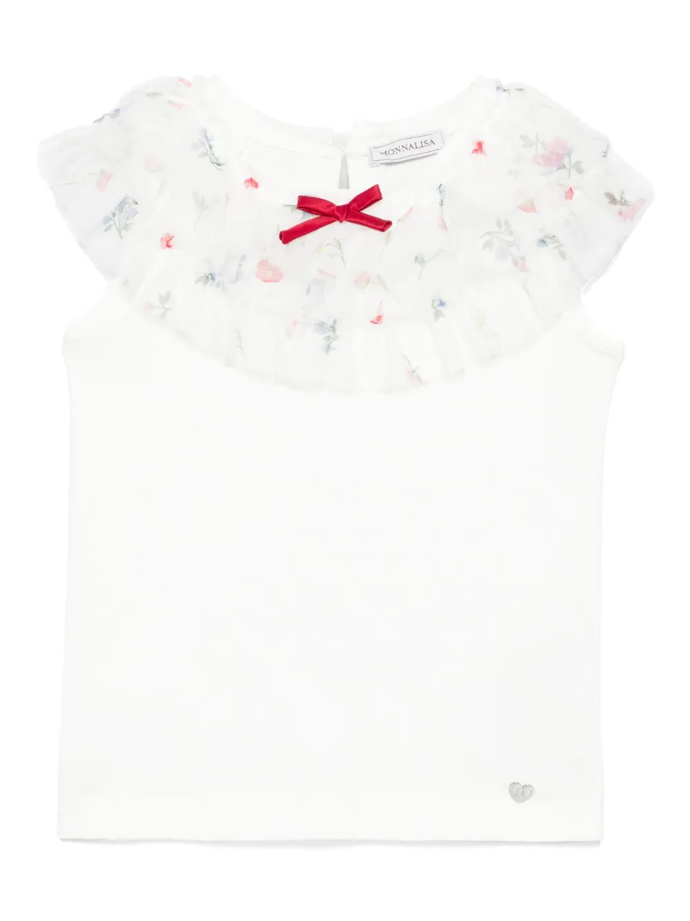 Monnalisa Top met tulen vlakken Wit