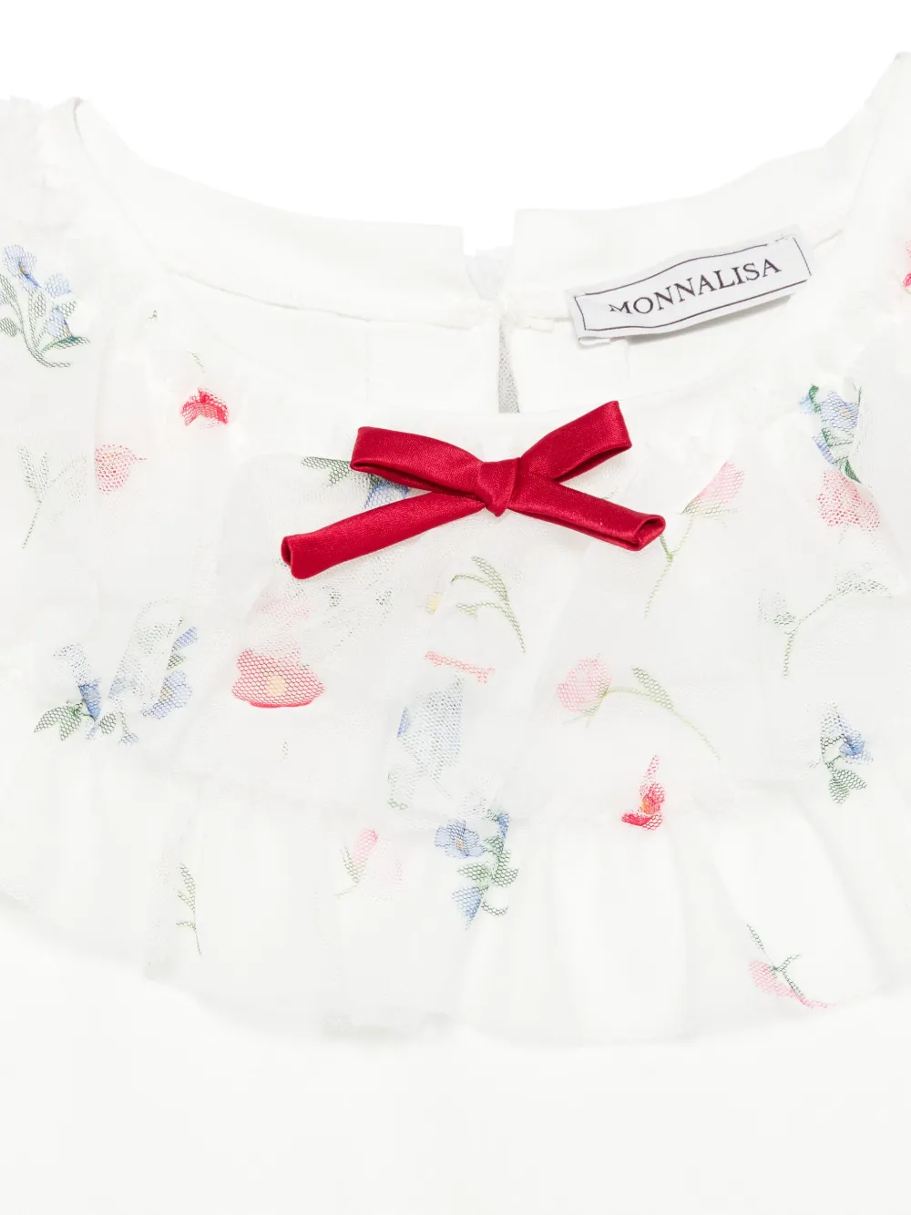 Monnalisa Top met tulen vlakken Wit