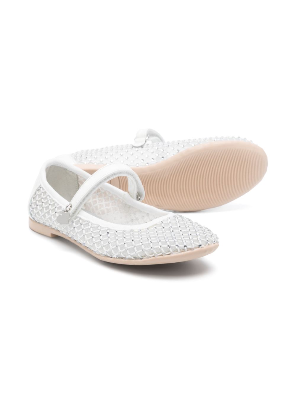 Monnalisa crystal-embellished ballet flats White