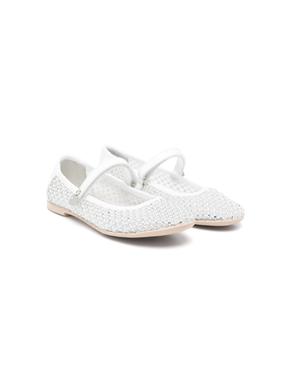 Monnalisa crystal-embellished ballet flats White