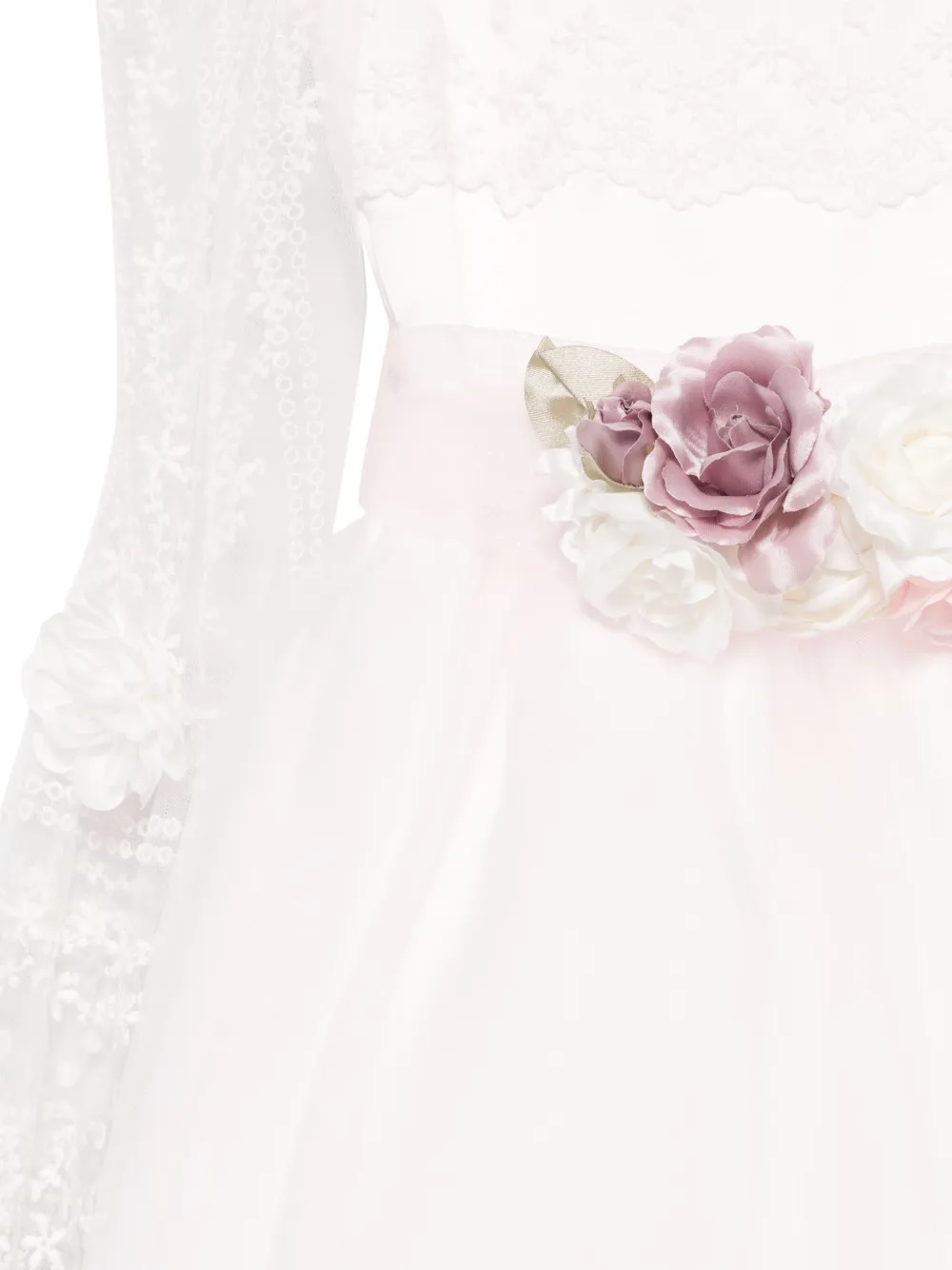 Monnalisa Jurk met geborduurde bloemen Roze