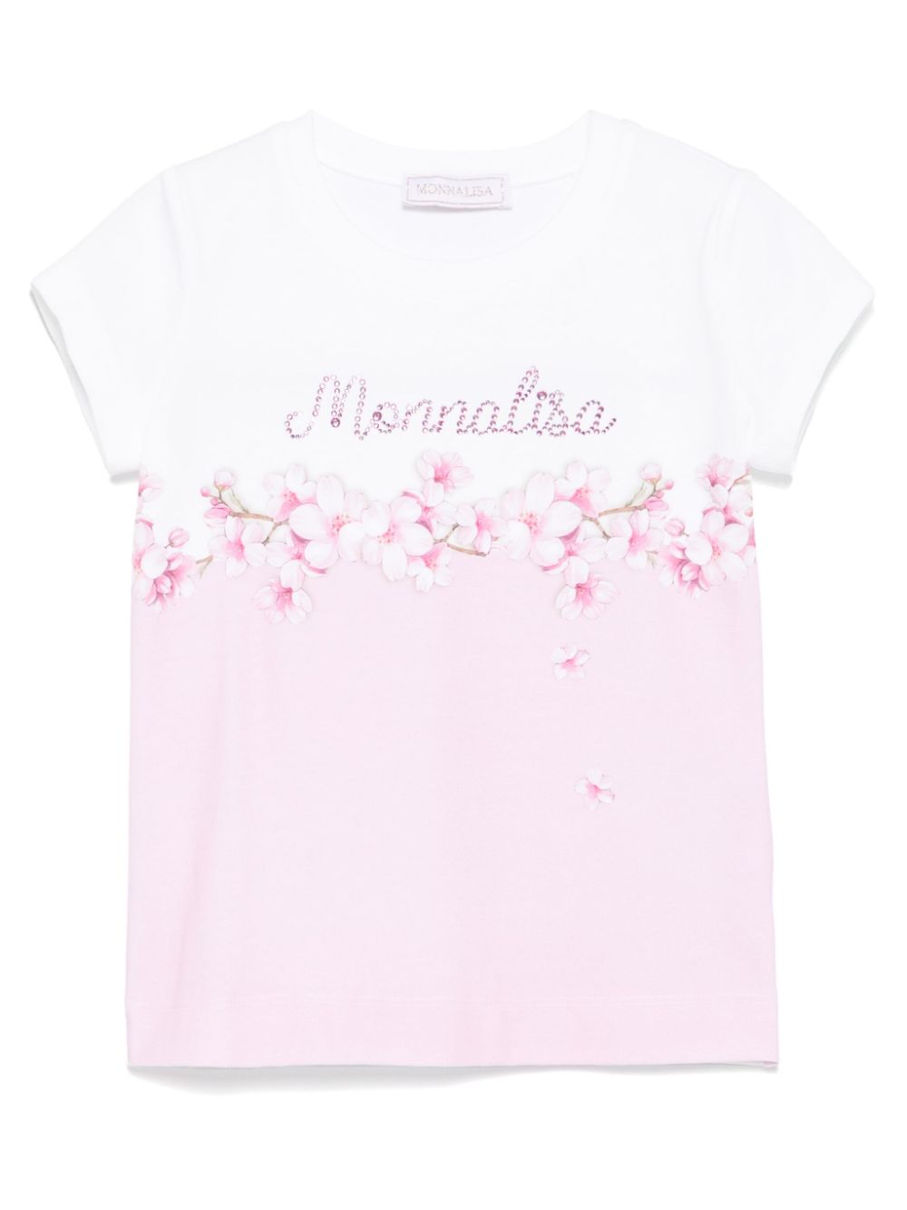 Monnalisa T-shirt met kristallen logo Wit