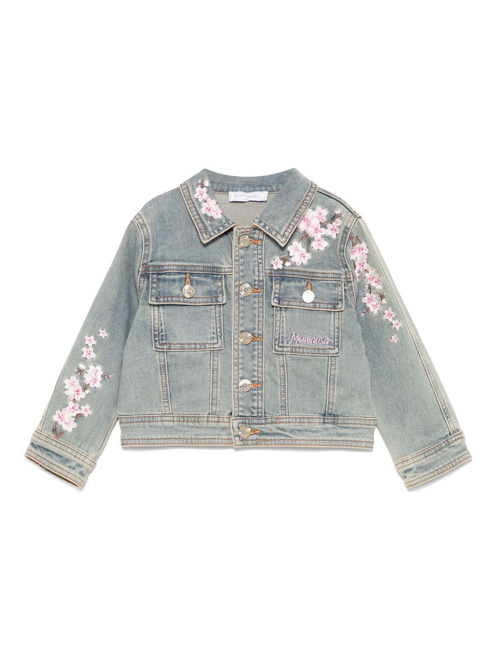 Monnalisa floral-embroidered jacket - Blue