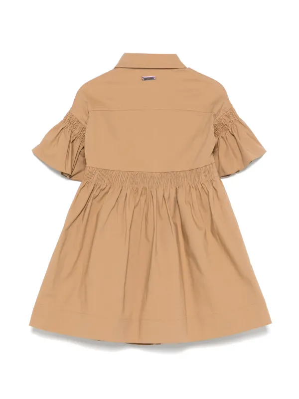 Monnalisa shirred-panel Dress | Brown | FARFETCH