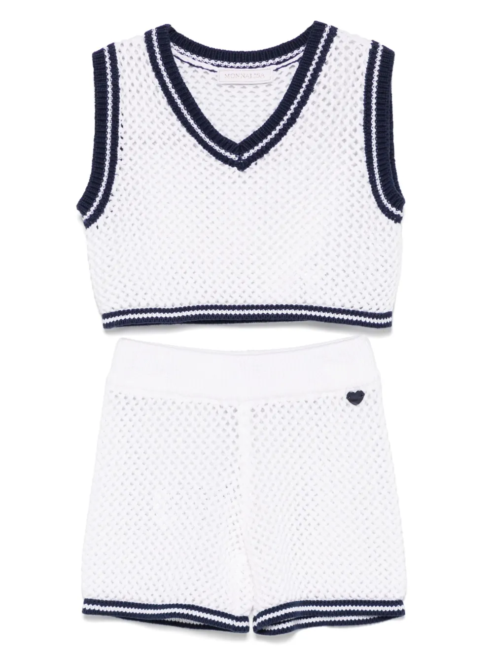 Monnalisa open-knit shorts set | White | Image 1