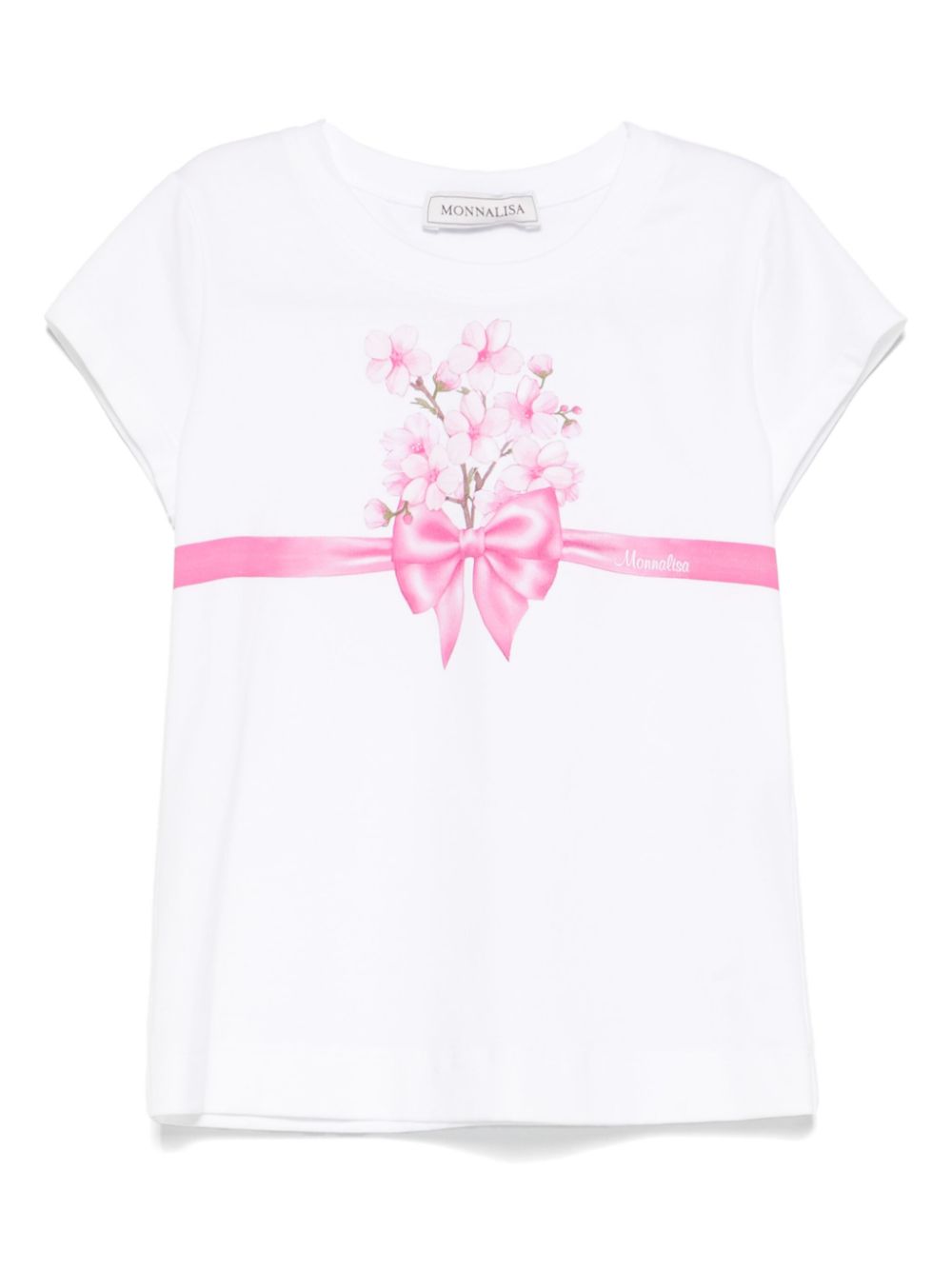 Monnalisa T-shirt met bloe print Wit