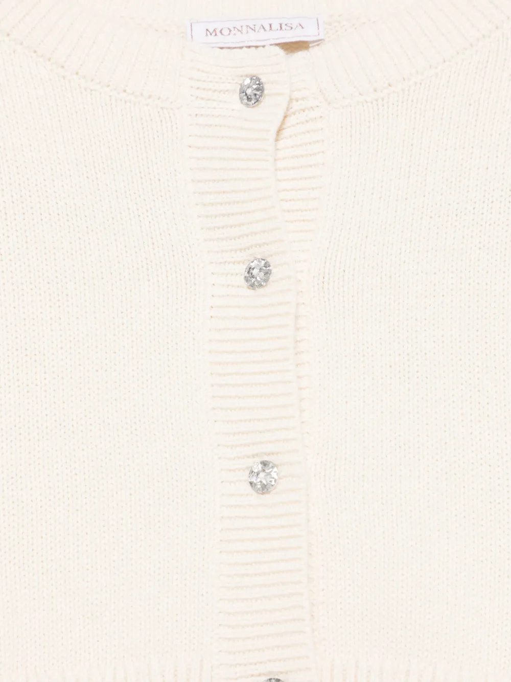 Monnalisa Ribgebreid vest Wit