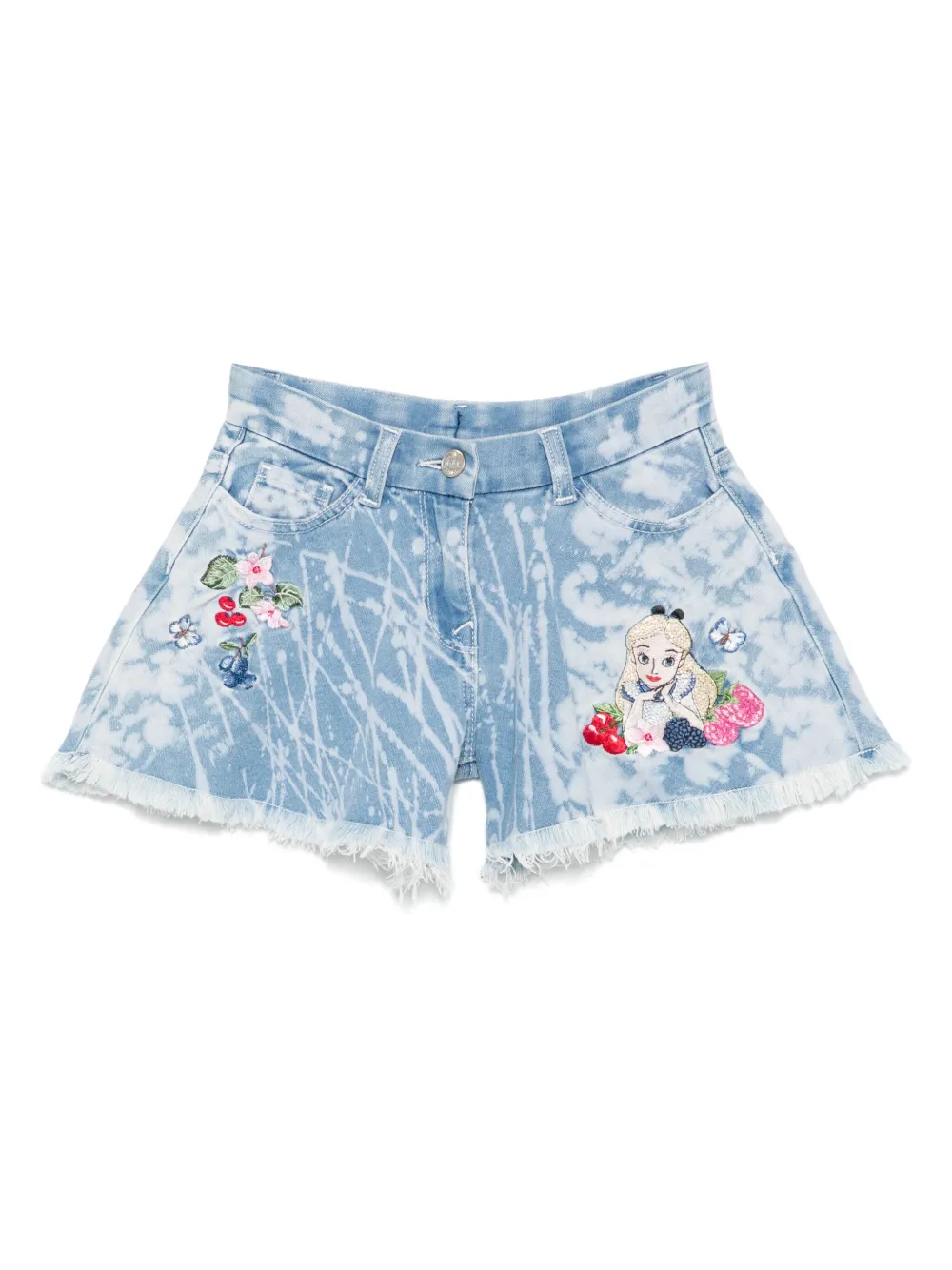 Monnalisa x Disney shorts met gebleekt effect Blauw