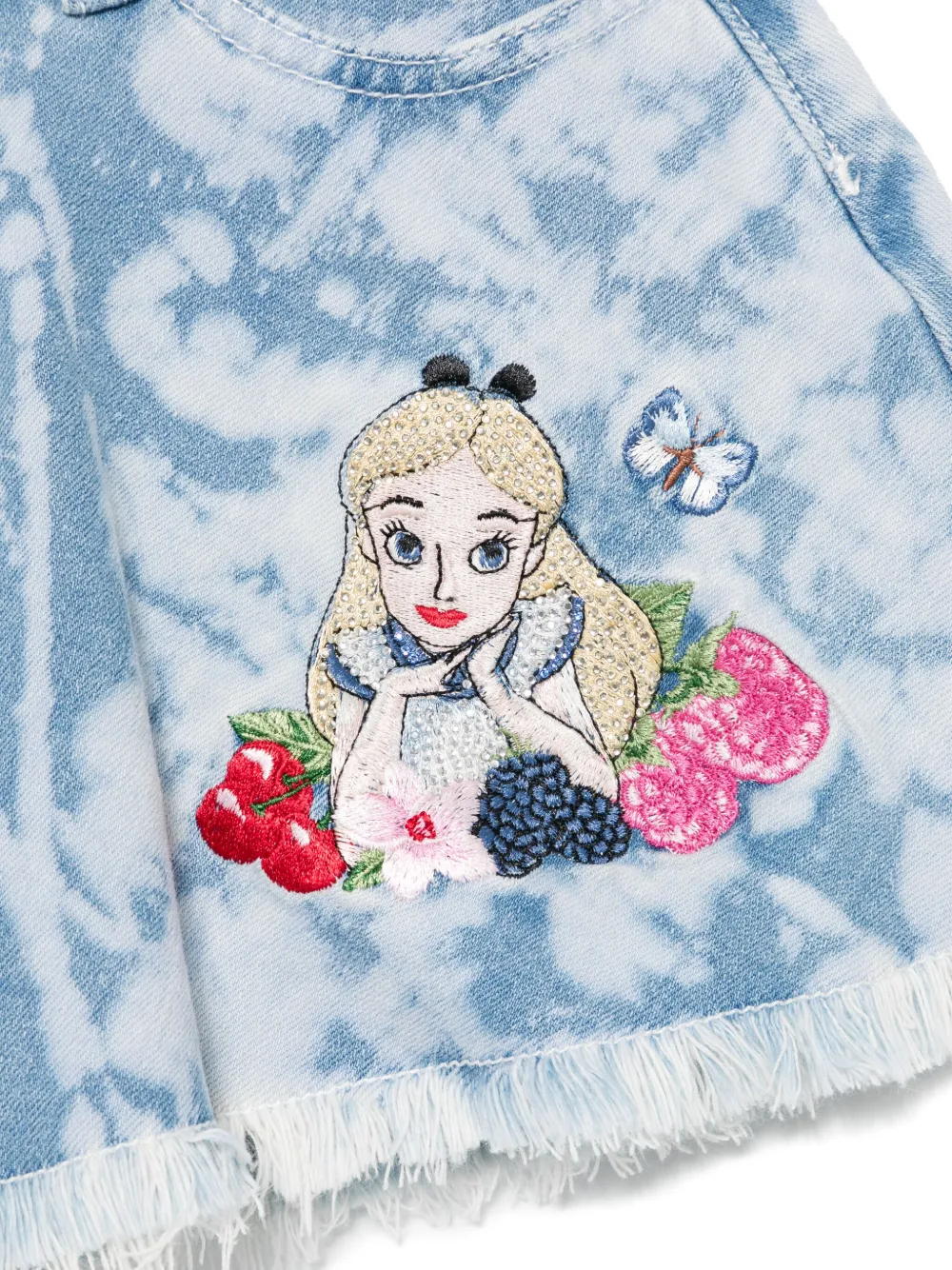 Monnalisa x Disney shorts met gebleekt effect Blauw