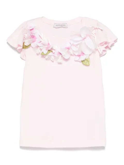 Monnalisa floral-appliqué T-shirt