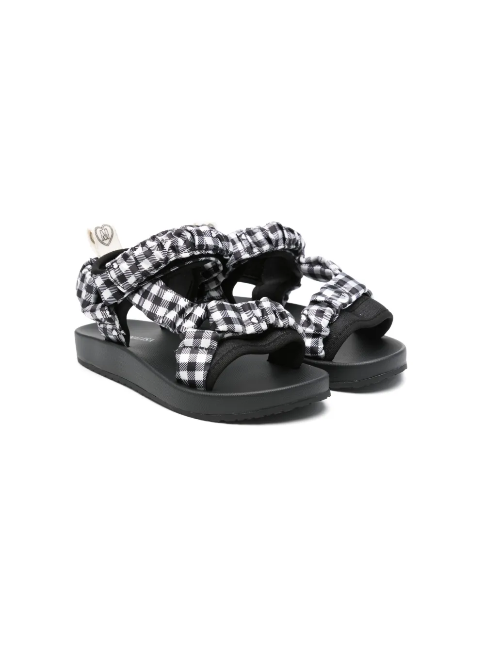 Monnalisa gingham-check sandals Black