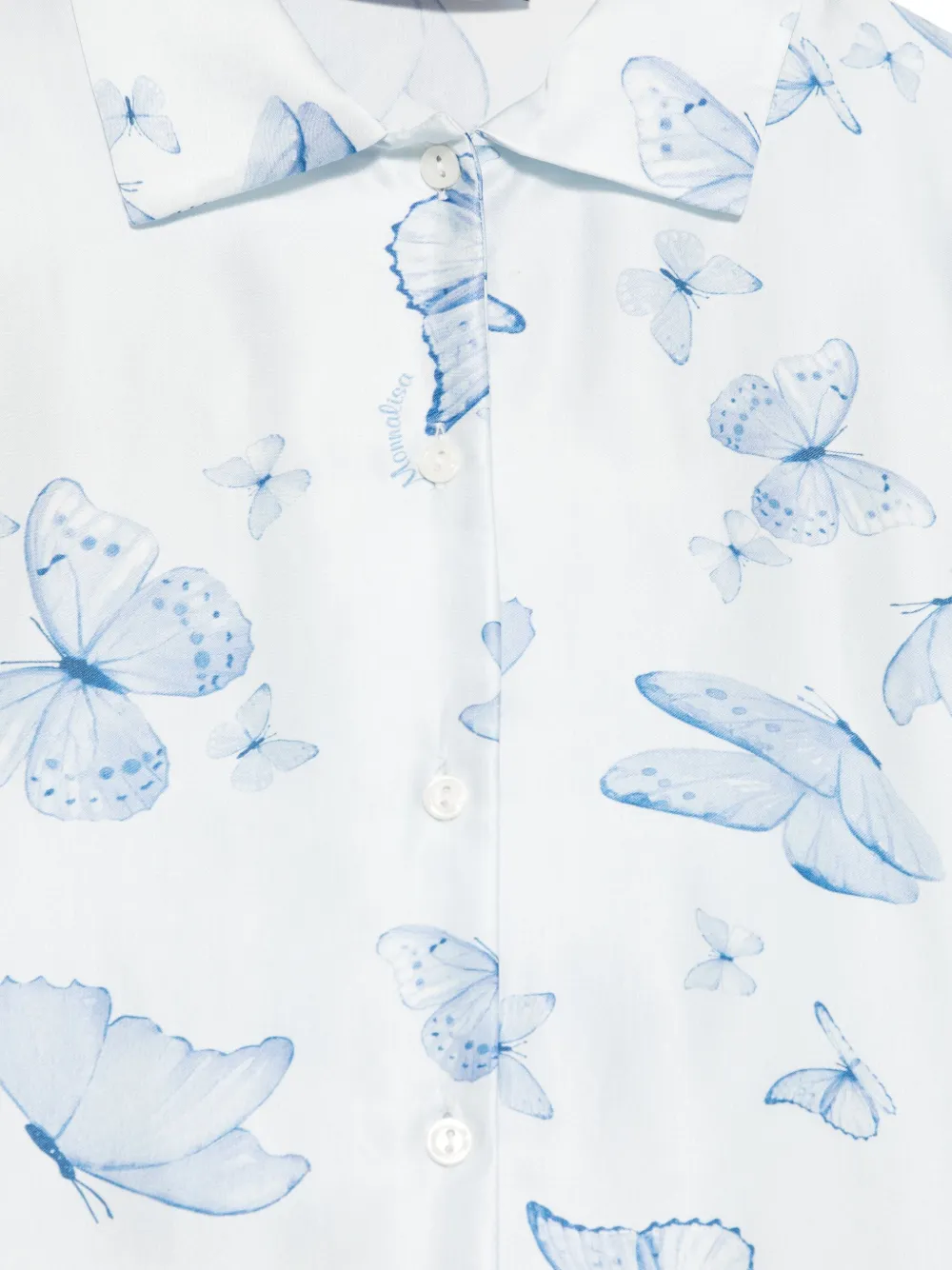 Monnalisa Butterfly-print Shirt In Blue