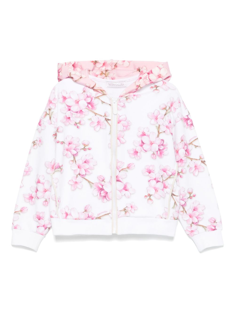 Monnalisa Hoodie met bloe print Wit