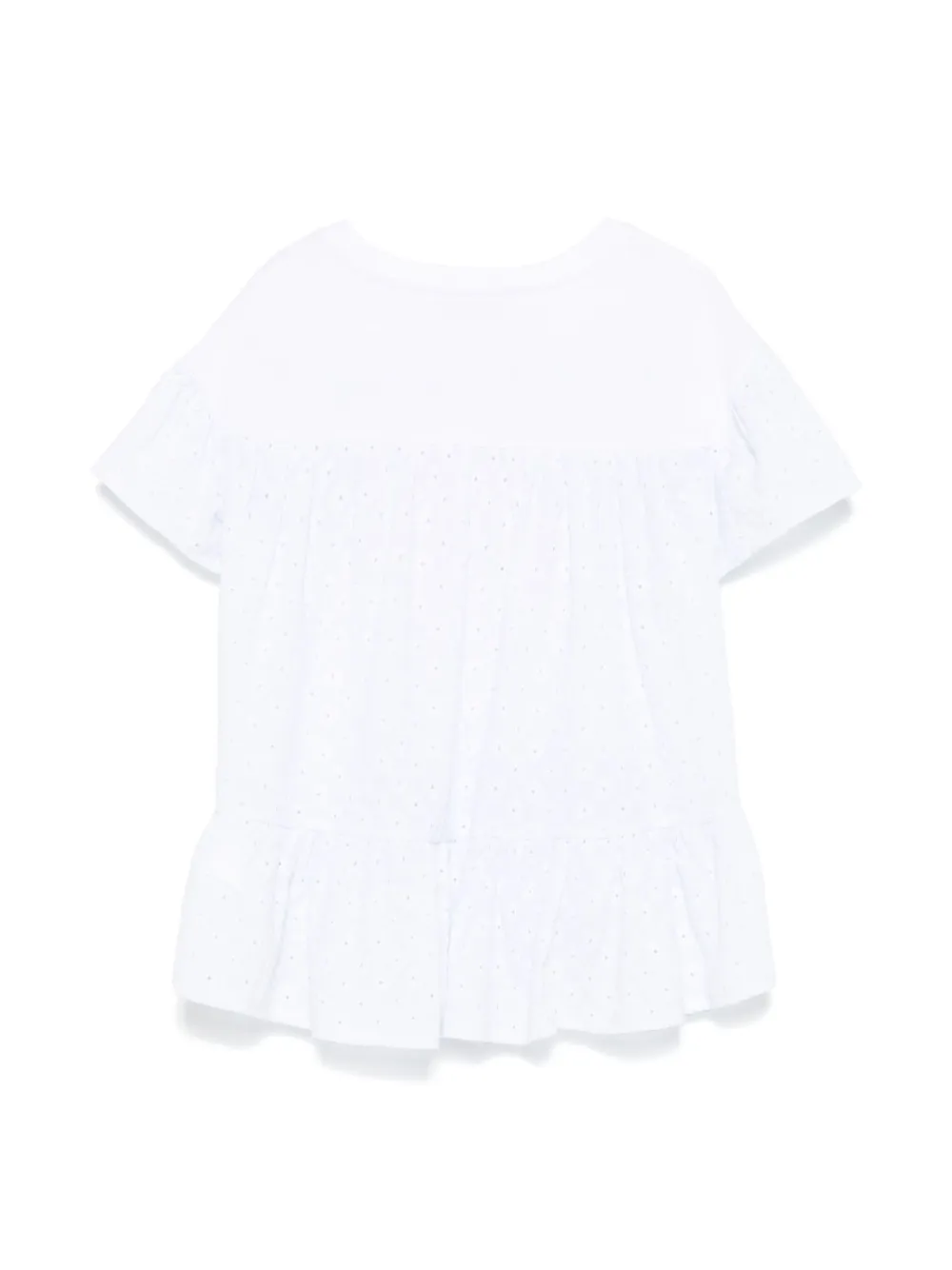 Monnalisa T-shirt met broderie anglaise vlakken Wit