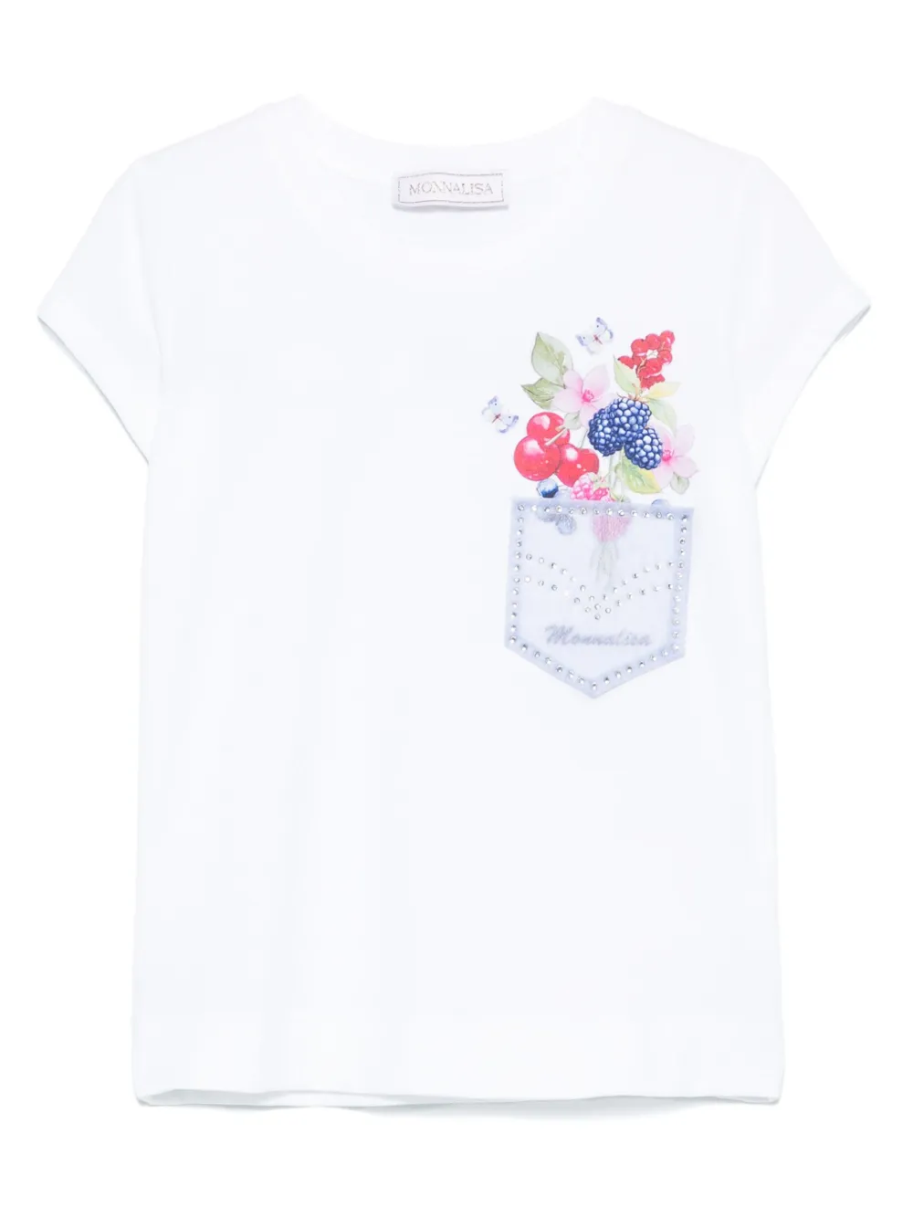 Monnalisa T-shirt met bloe print Wit