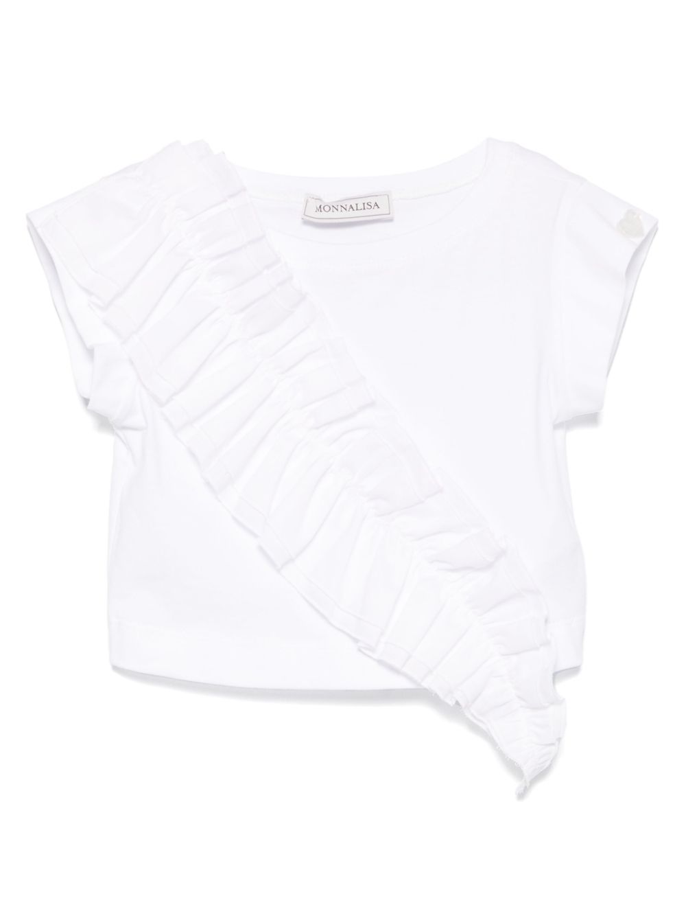 Monnalisa T-shirt met ruches en applicatie Wit